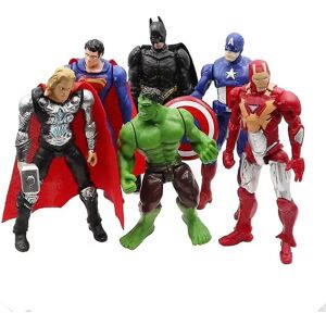 HKWWW 6 stk Marvel Dc Superhero Pvc Action Figur Superman Iron-man Captain America Batman Hulk Thor Legesæt Dukker Legetøj Børn Fans Gave[HK]