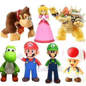 Super Mario Bros Action Figurer Legetøj Mario Luigi Yoshi Peach Mushroom Collection Model Børn Fødselsdagsgave Bowser Koopa