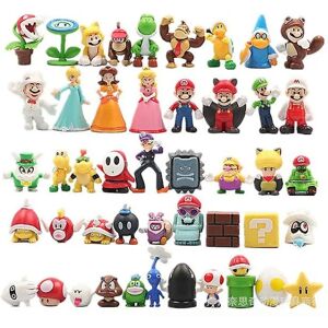 FMYSJ 48 stk Super Mario Bros Luigi Yoshi Donkey Kong Wario Pvc Action Figur Legetøj Samlerobjekt Model Legetøj Til Børn Fødselsdagsgaver Gave Til Børn (FMY) 48pcs