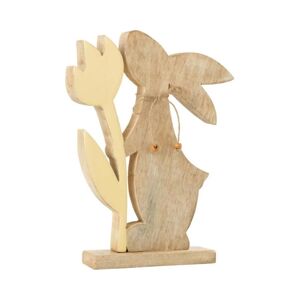 - Statuette Déco lapin Fleur 27cm Jaune & Beige