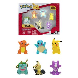 Bandai Pokémon Pack de 6 figurines Vague 3 Pikachu, Carapuce, Salamèche, Bulbizare, Mimiqui,Toxizap JW2684 - Publicité