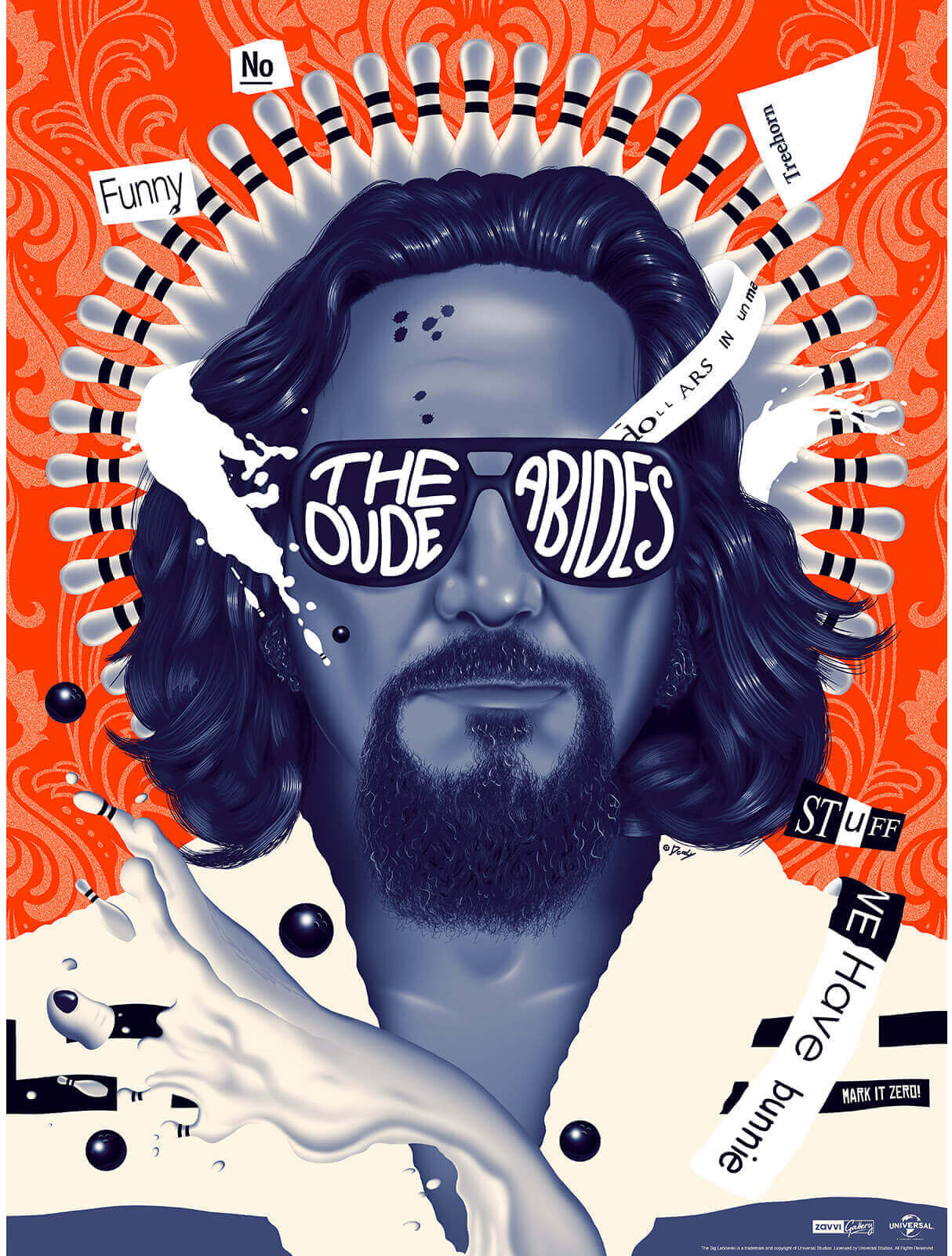 Zavvi Gallery Sérigraphie 20e Anniversaire de The Big Lebowski « The Dude Abides » 46 x 61 cm par Doaly – Édition Limitée Exclusive Zavvi