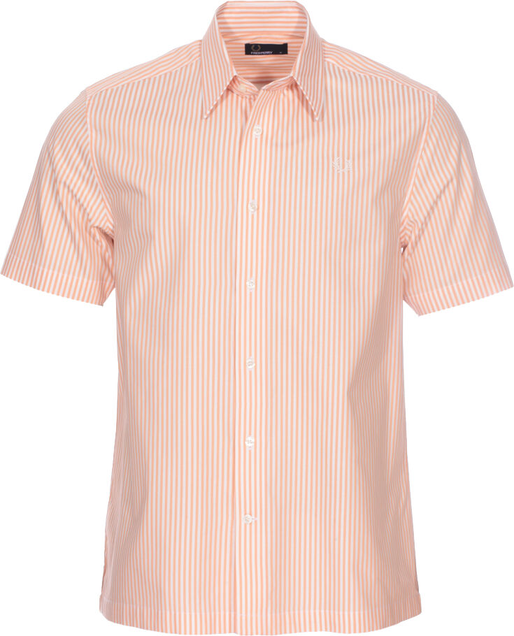 Fred Perry Chemise droite manches courtes Fred Perry en coton à rayures verticales orange et blanches - ORANGE - XL