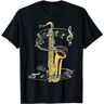 abaaisod Muziek Notes Treble Clef Saxofonist Jazz Muzikant Saxofoon T-Shirt Mannen T-Shirt Mannen Zwart T-Shirt, Zwart, S