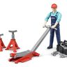 bruder 62100 bworld figuur set werkplaats, speelgoed figuur, motor werkplaats, auto werkplaats