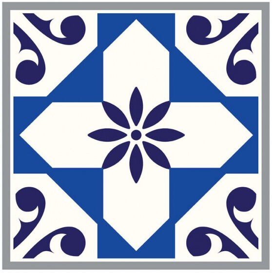 Walplus muursticker Morocco 10 x 10 cm pvc blauw/wit 24 stuks - Blauw,Wit