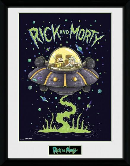 GB Eye poster in lijst Rick and Morty Ship 30 x 40 cm - Zwart