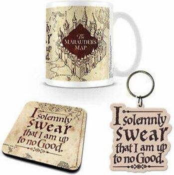 Harry Potter Conjunto Caneca + Base de copo + Porta-chaves - marauder's map Gift box