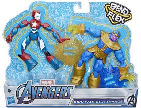 Avengers Figura de Ação Iron Patriot vs Thanos Bend and Flex (Idade Mínima: 4 anos)
