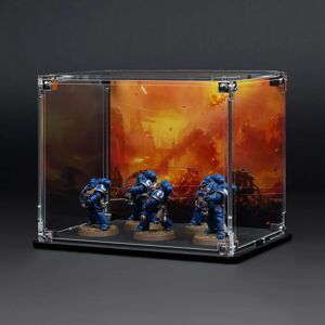 Wicked Brick Display Case for Warhammer Squad with Charred Citadel Background - Small / Tall / Standard