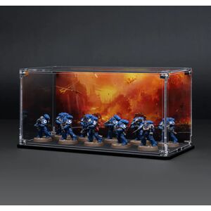 Wicked Brick Display Case for Warhammer Squad with Charred Citadel Background - Medium / Tall / Standard