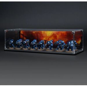 Wicked Brick Display Case for Warhammer Squad with Charred Citadel Background - Large / Standard / Deep