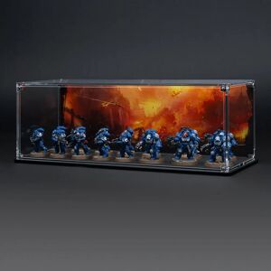 Wicked Brick Display Case for Warhammer Squad with Charred Citadel Background - Large / Tall / Deep