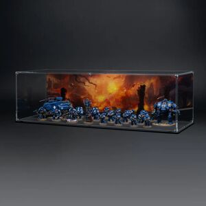 Wicked Brick Display Case for Warhammer Army with Charred Citadel Background - Medium / Tall / Deep