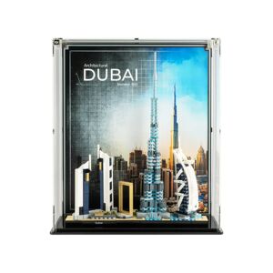 Wicked Brick Display Case for LEGO® Architecture: Dubai Skyline (21052) - Display Case with Custom Background Design