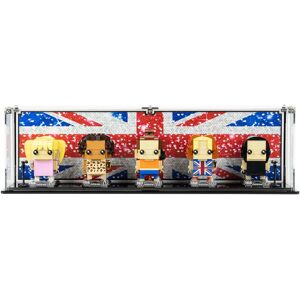 Wicked Brick Display Case for LEGO® Brickheadz Spice Girls Tribute (40548) - Display case with background 1 (Union Jack)