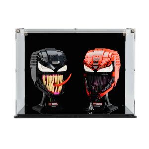 Wicked Brick Dual Display Case for LEGO® Marvel: Spider-Man Venom (76187) & Carnage (76199) Helmets - Display Case with Black Back Plate