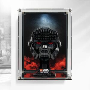 Wicked Brick Wall Mounted Display Case for LEGO® Dark Trooper™ Helmet (75343) - Wall mounted display case with Red printed background