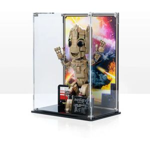 Display Case For LEGO® Marvel I am Groot   Display Case With Background Design   100% Protection From Dust   Marvel LEGO Display Case   Wicked Brick