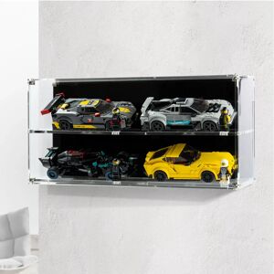 Wicked Brick Wall mounted display case for 4x LEGO® Speed Champions Cars (2x2)