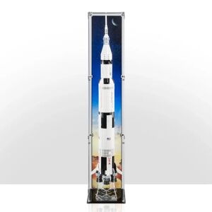 Wicked Brick Display Case (vertical) for LEGO® Ideas: NASA Apollo Saturn V (21309) - Display case with background design