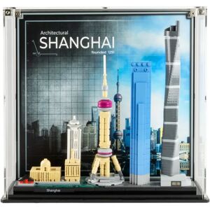 Wicked Brick Display Case for LEGO® Architecture: Shanghai Skyline (21039) - Display Case with Custom Background Design