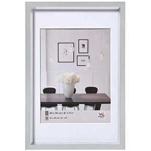 walther Design Picture Frame Silver 15 x 20 cm with PassepArtout, Steel Style Plastic Frame ES520S