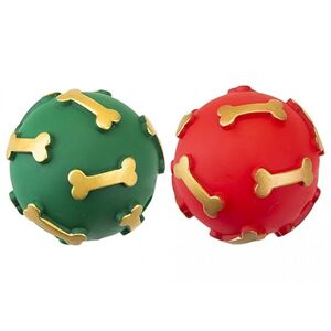 PMS 877016 Festive Fun Assorted Color Vinyl Dog Ball-Bouncy Christmas-Themed Toy for Playtime & Teething-Perfect Stocking Stuffer for Your Furry Friend-1 Pc, Multicolor