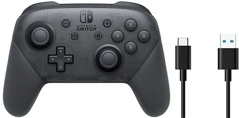 Refurbished: Nintendo Switch Black Pro Controller + USB C Cable