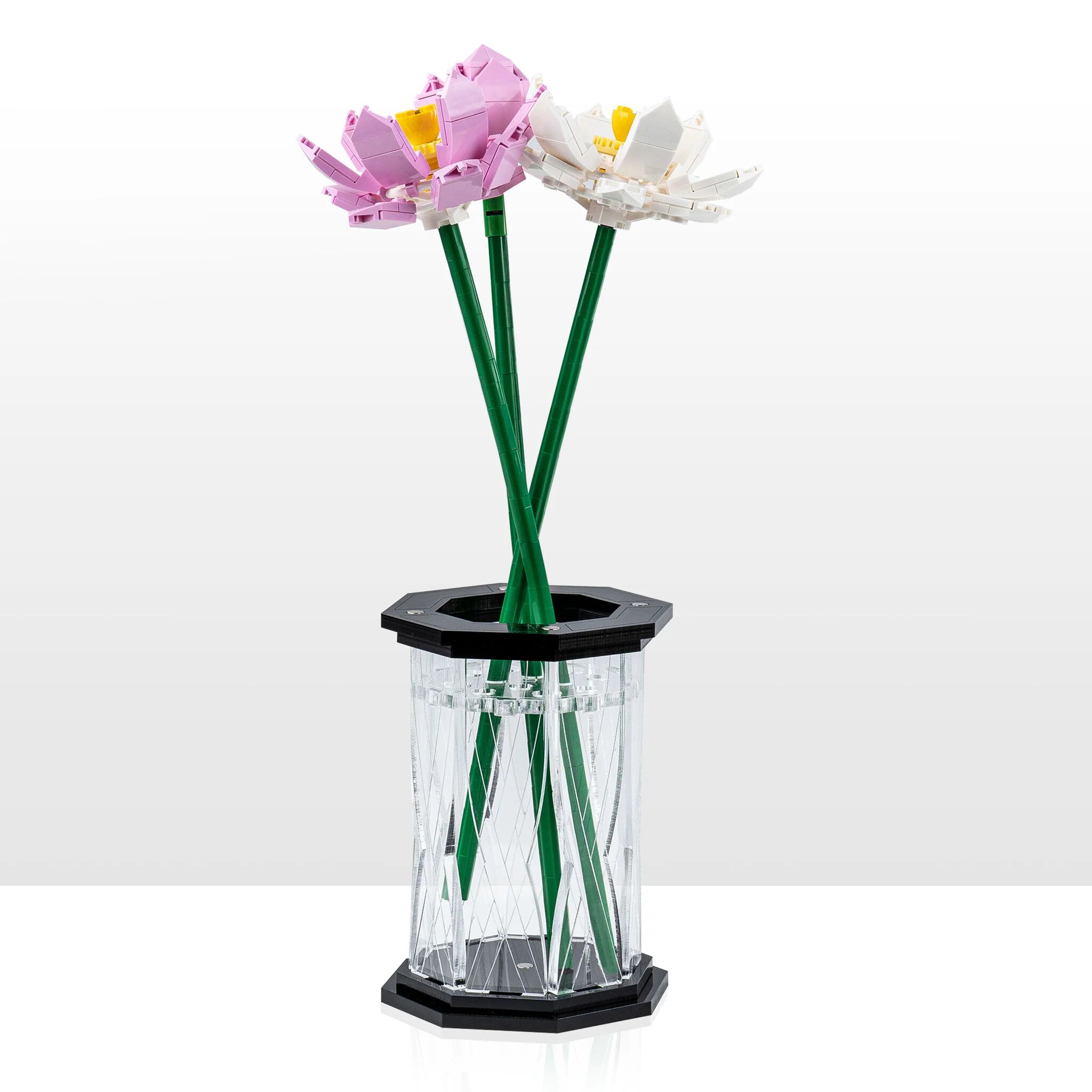 Wicked Brick Large Display Vase for LEGO® Flowers - Black - 6 - Cross Etched design