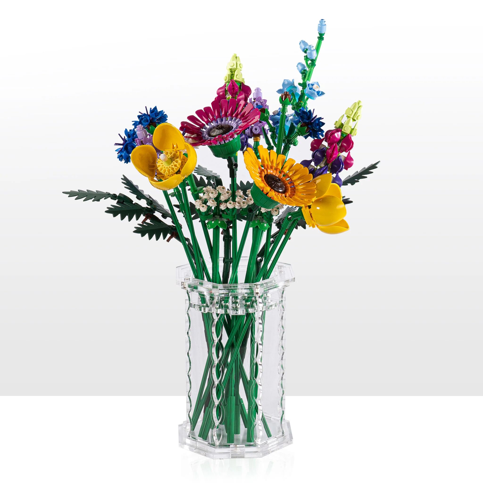 Wicked Brick Large Display Vase for LEGO® Flowers - Clear - 4 - Scalloped Edge design