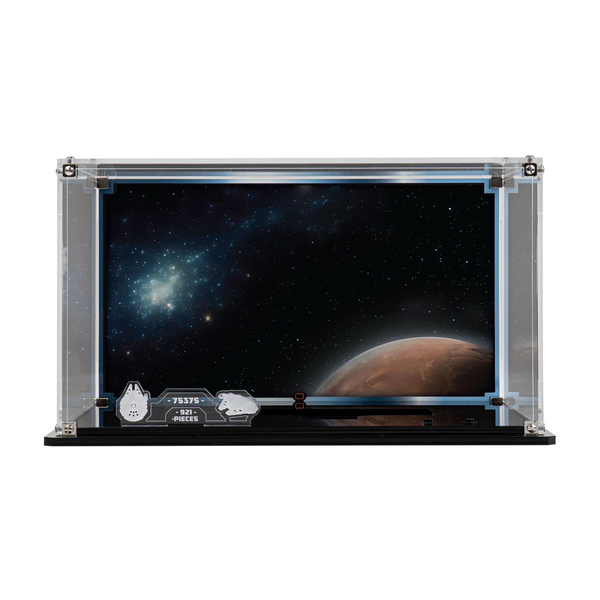 Wicked Brick Horizontal & Angled Display Cases for LEGO® Star Wars™ Midi Scale Millennium Falcon™ (75375) - Horizontal / UV Printed Background