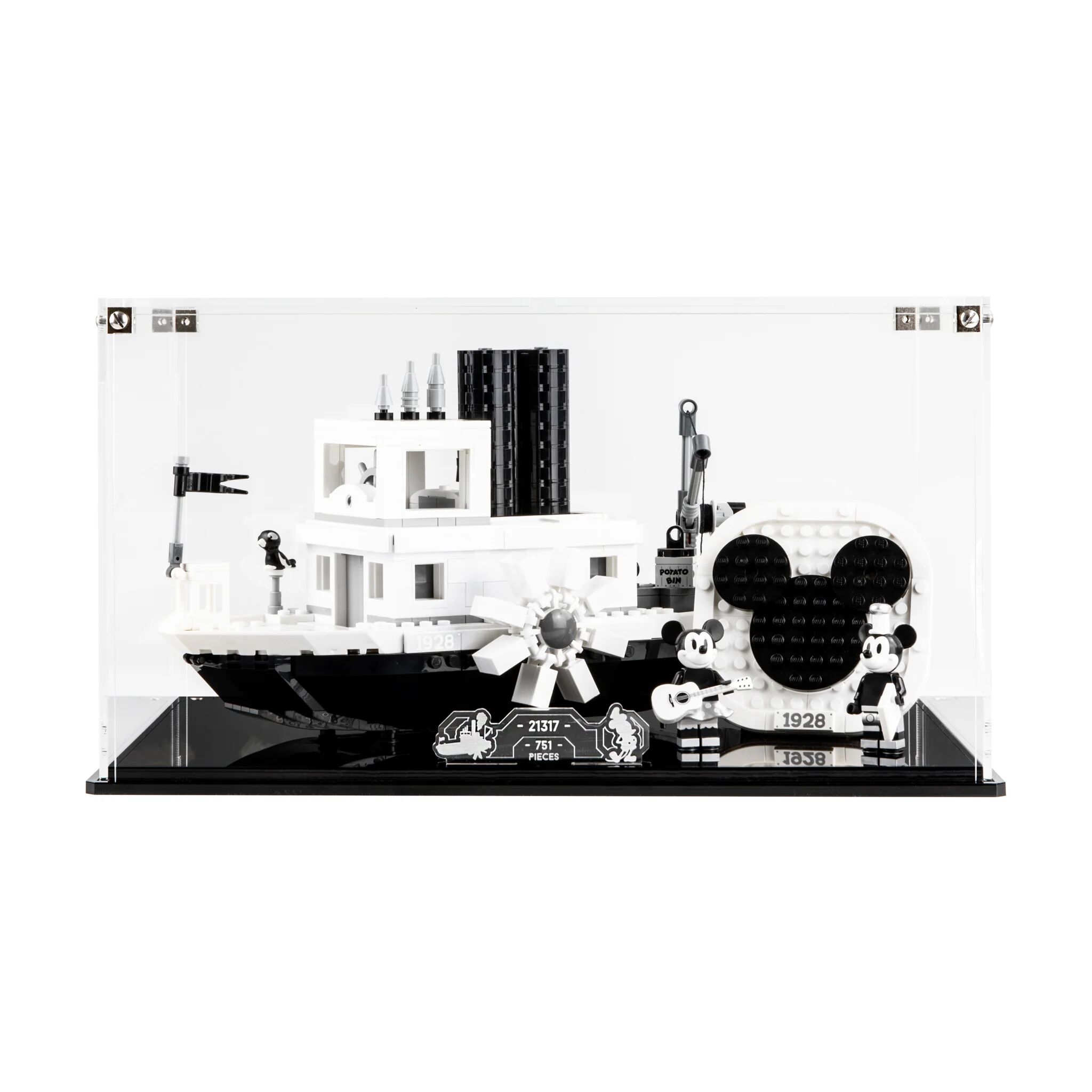 Wicked Brick Display case for LEGO® Ideas: Steamboat Willie (21317) - Clear Background