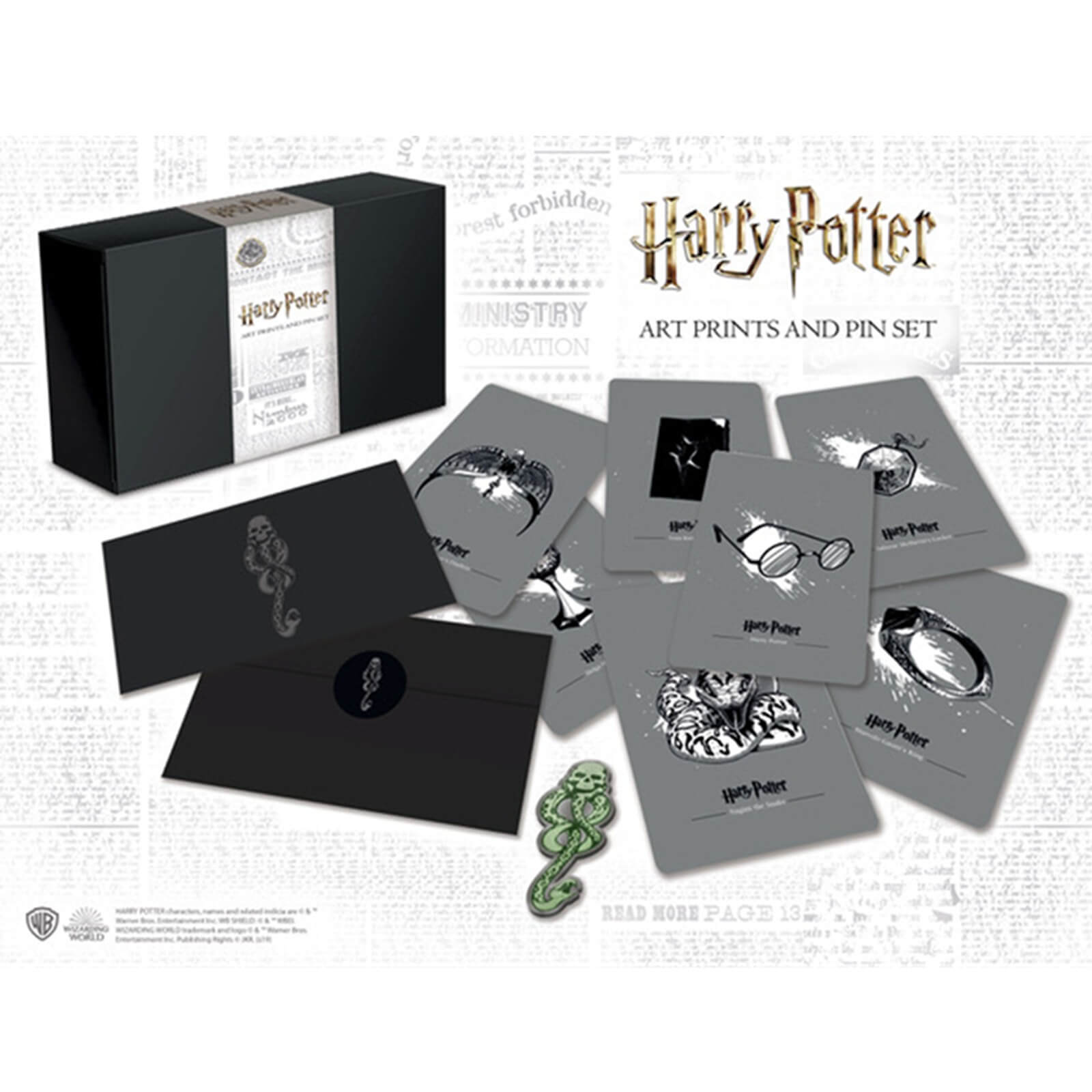 Harry Potter Dark Arts Pin Badge and Art Cards Set