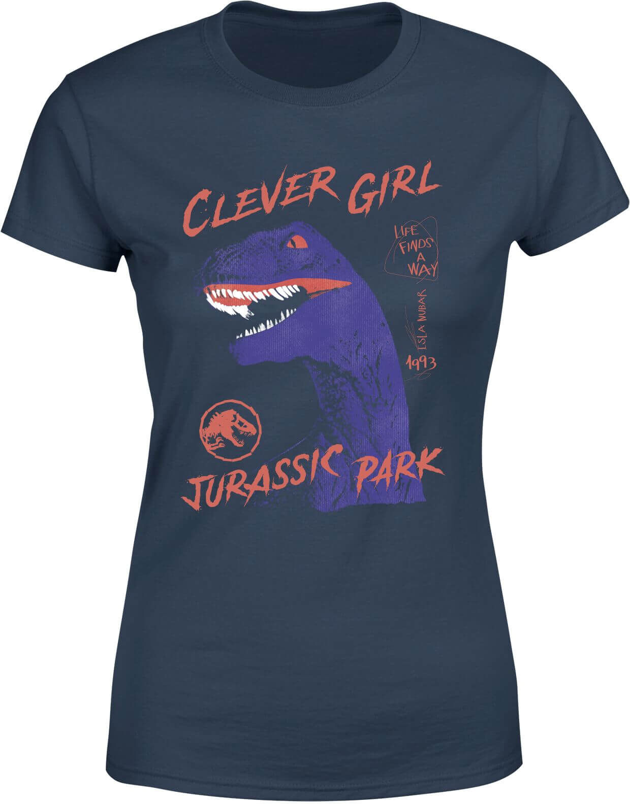 Jurassic Park Life Finds A Way Raptor Women's T-Shirt - Navy - S