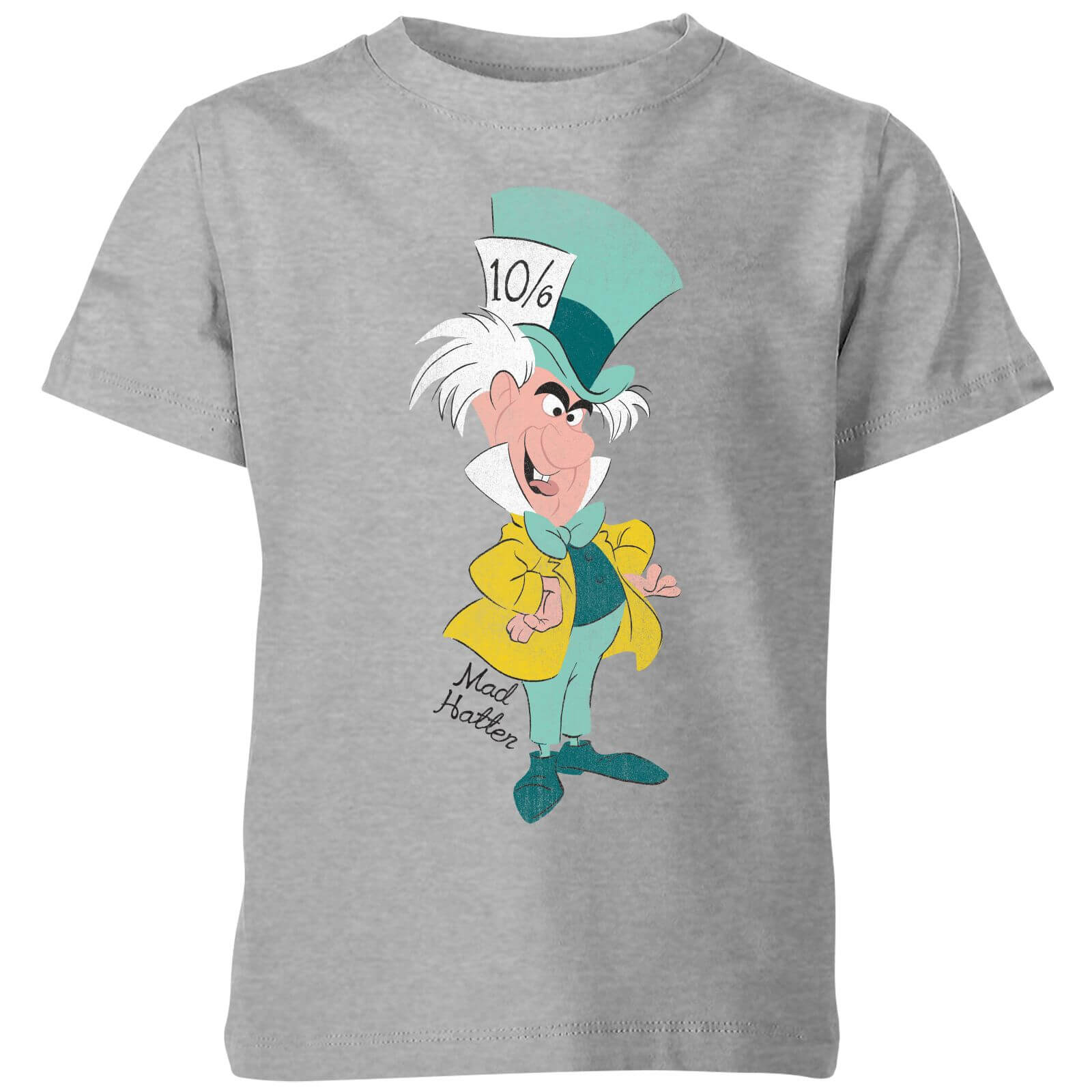 Disney Alice In Wonderland Mad Hatter Classic Kids' T-Shirt - Grey - 7-8 Years - Grey