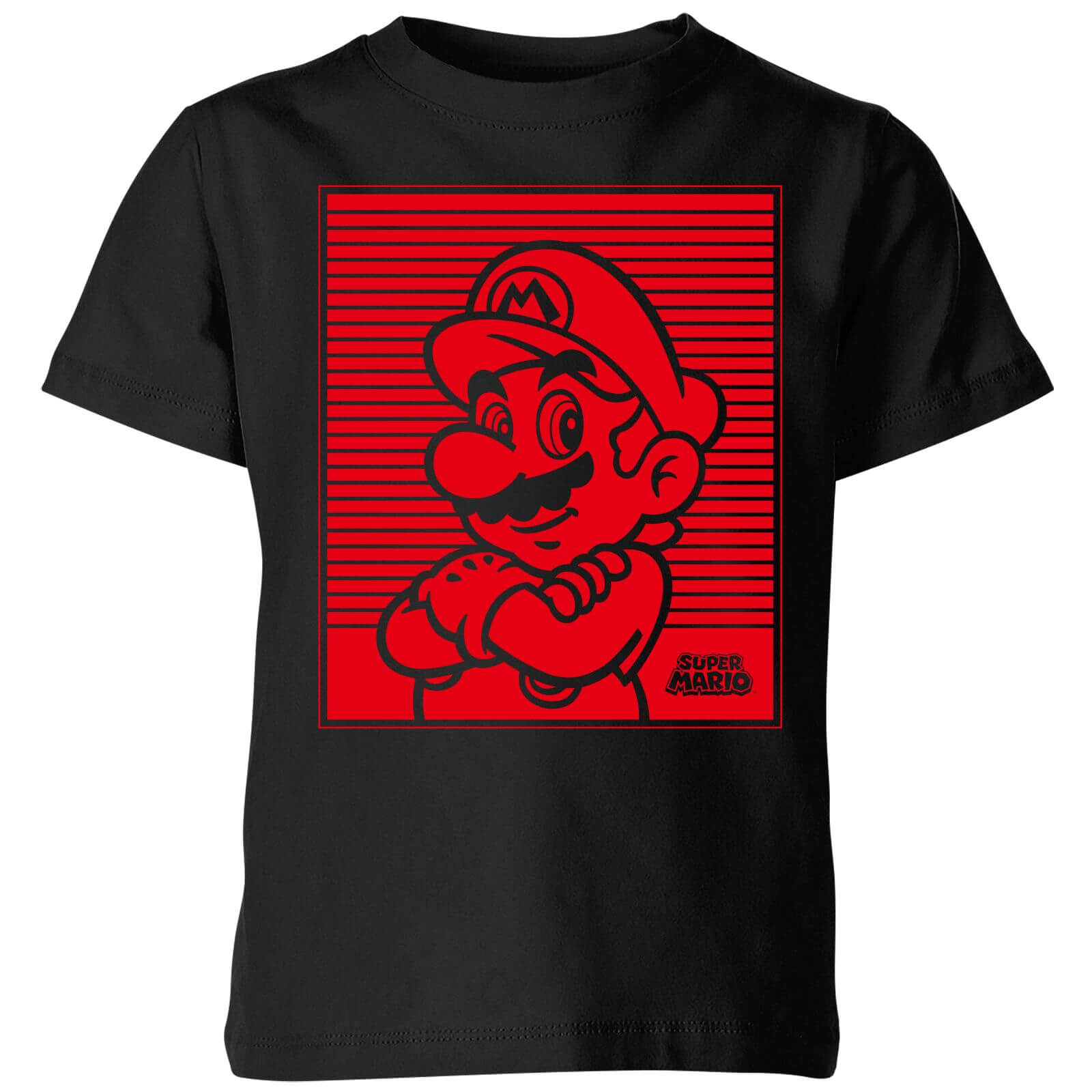 Nintendo Super Mario Mario Retro Line Art Kid's T-Shirt - Black - 9-10 Years - Black