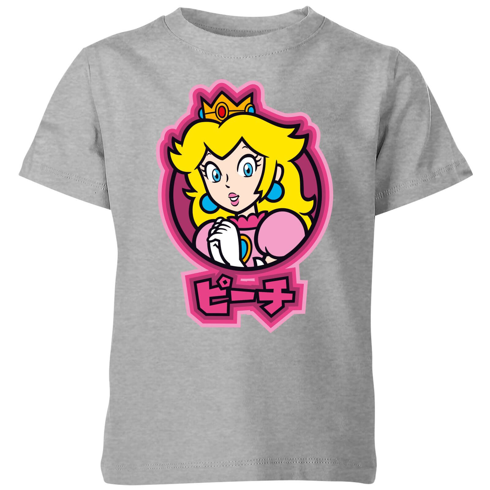 Nintendo Super Mario Peach Kanji Kid's T-Shirt - Grey - 11-12 Years - Grey