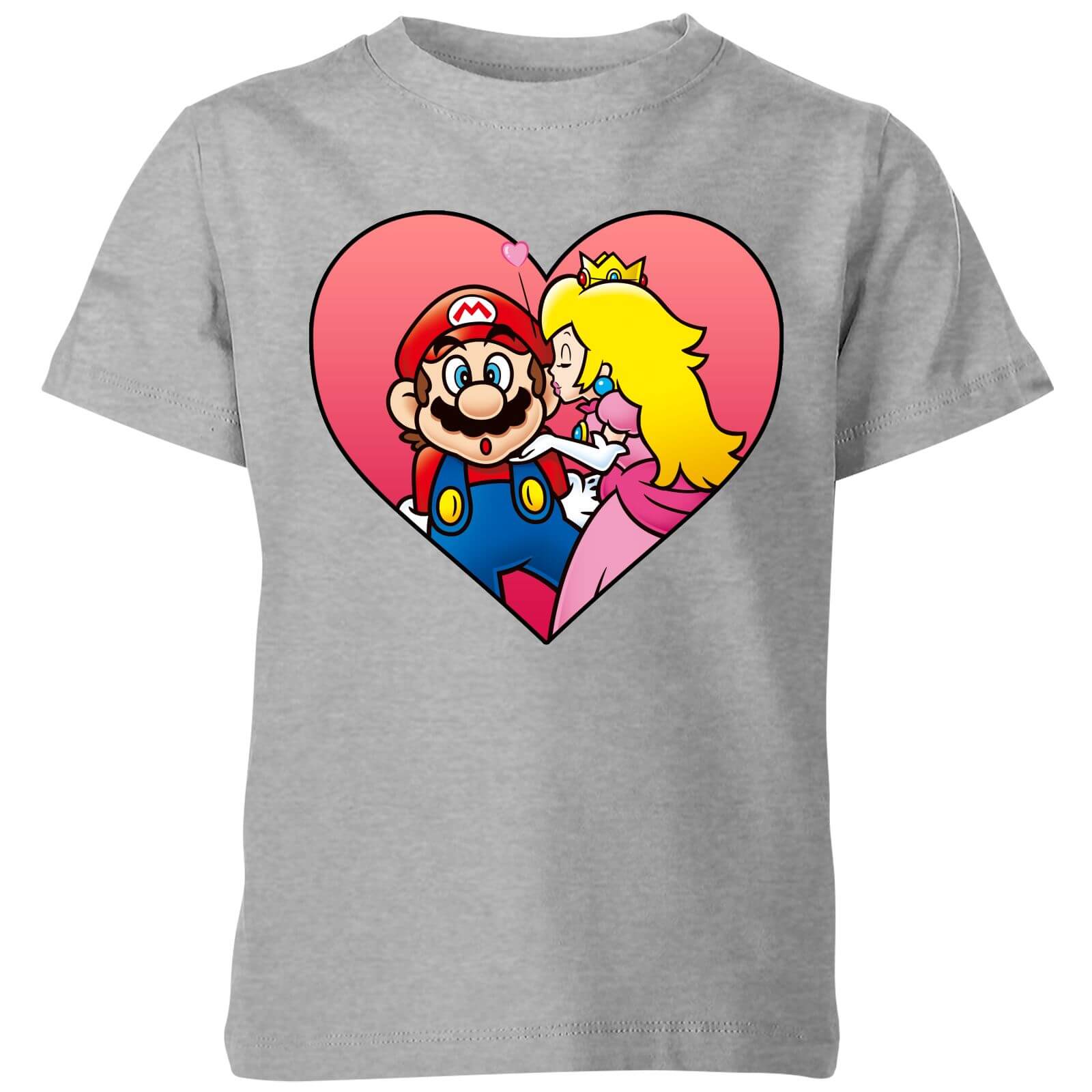 Nintendo Super Mario Peach Kiss Kid's T-Shirt - Grey - 11-12 Years - Grey