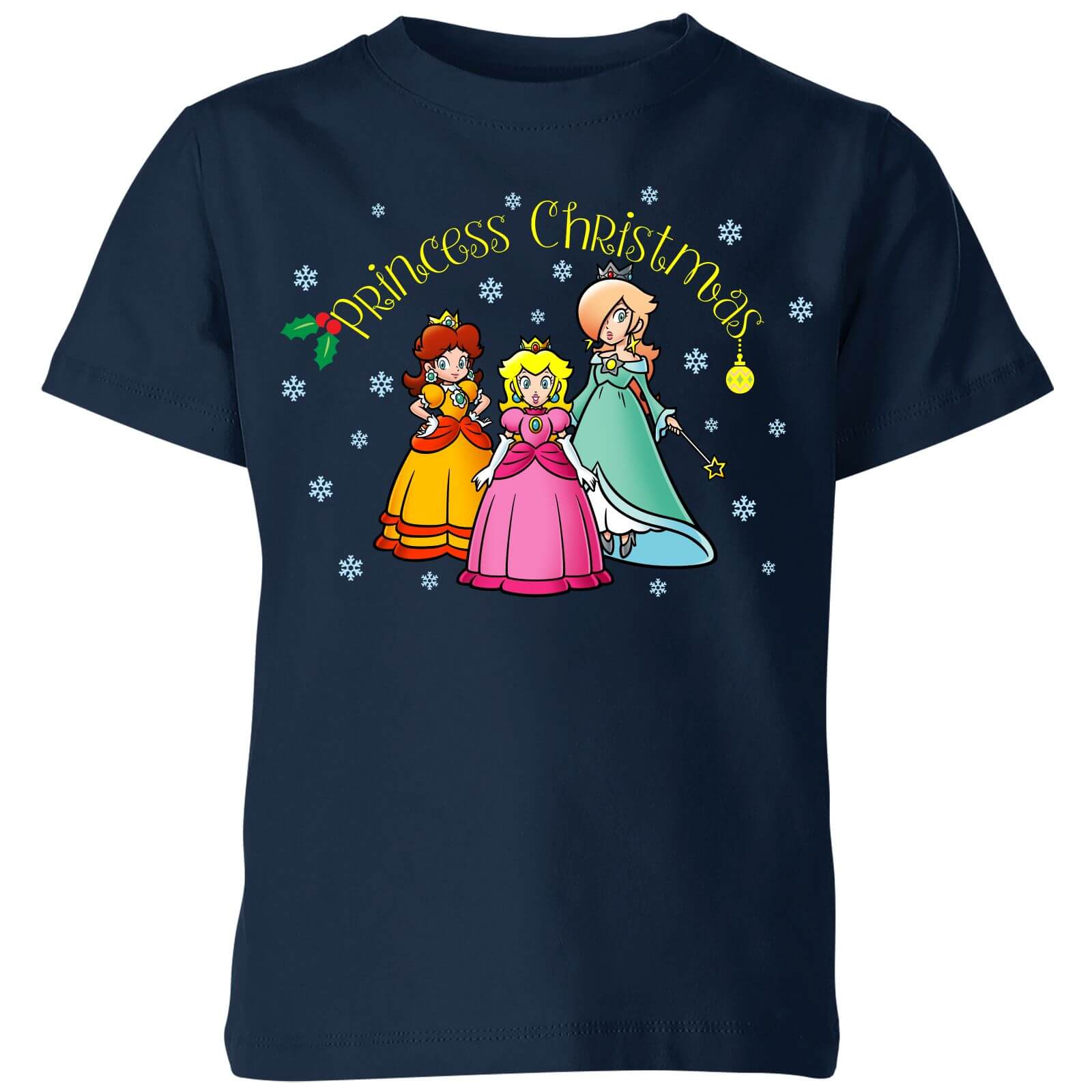 Nintendo Super Mario Princess Christmas Kid's T-Shirt - Navy - 9-10 Years - Navy