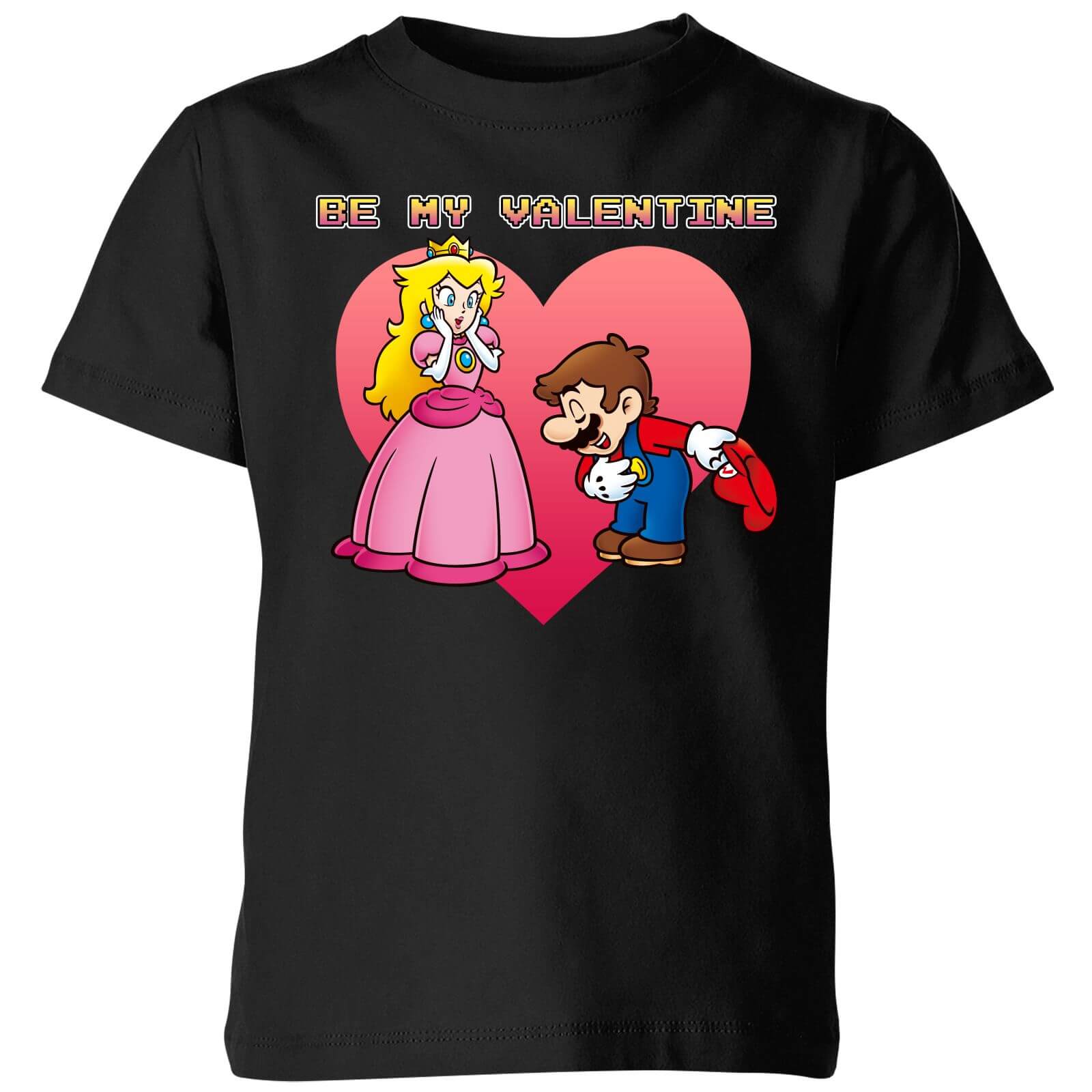 Nintendo Super Mario Be My Valentine Kid's T-Shirt - Black - 9-10 Years - Black
