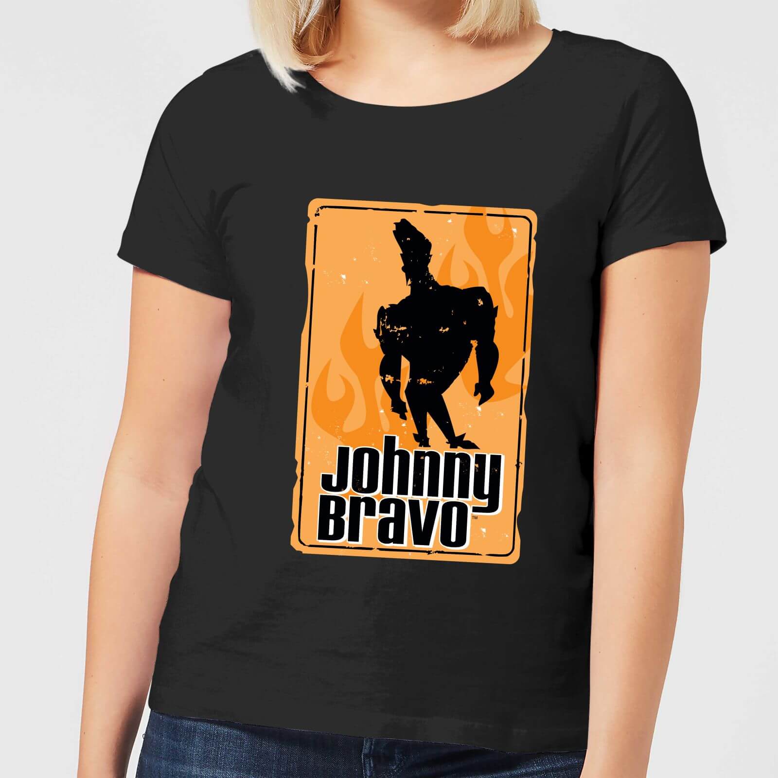 Cartoon Network Johnny Bravo Fire Women's T-Shirt - Black - M - Black