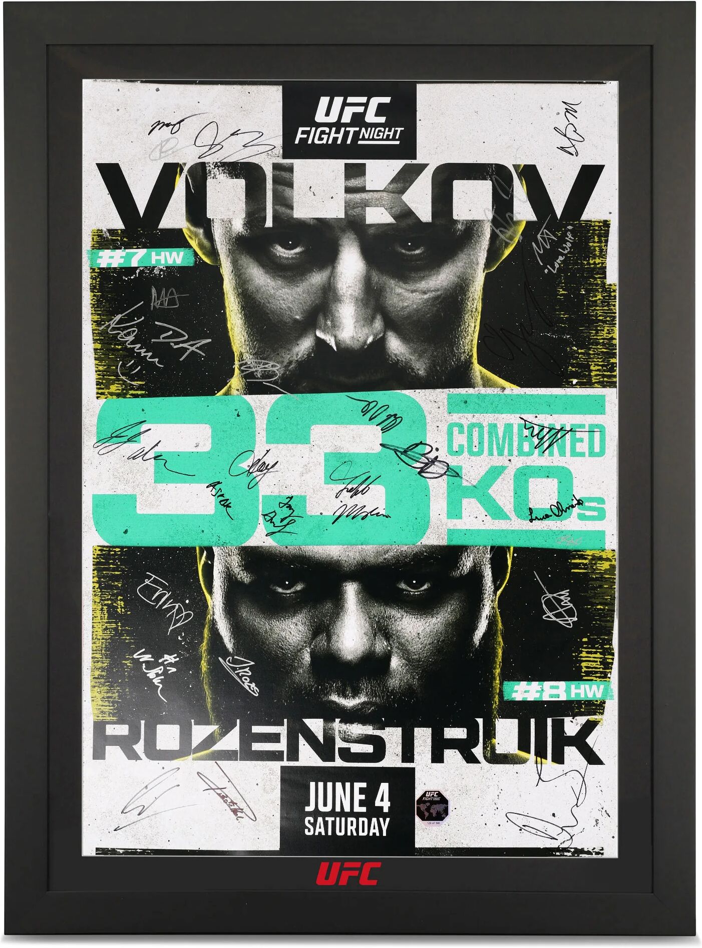 UFC Collectibles UFC Fight Night: Volkov vs Rozenstruik Autographed Event Poster