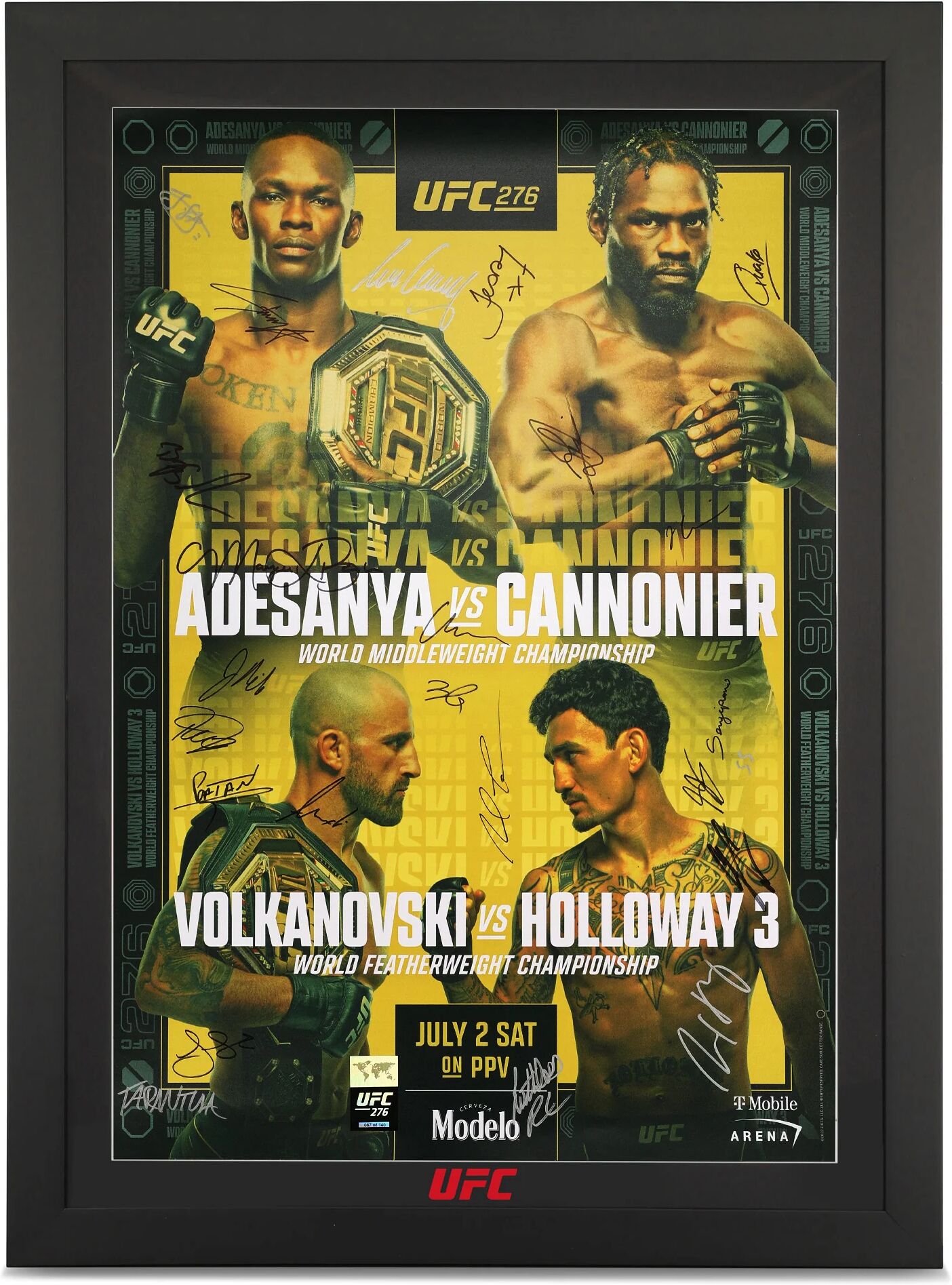 UFC Collectibles UFC 276: Adesanya vs Cannonier Autographed Event Poster