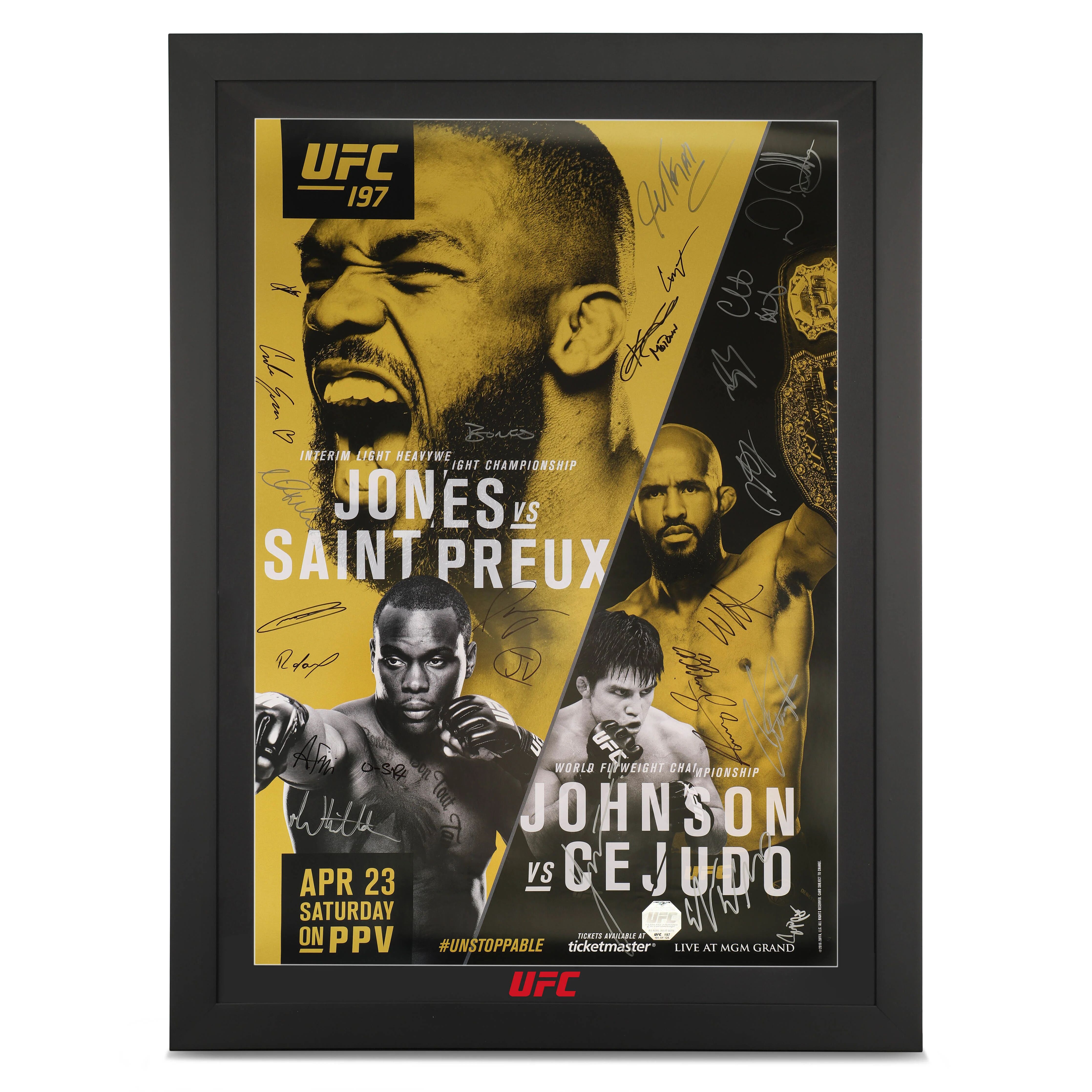 UFC Collectibles UFC 197: Jones vs Saint Preux Autographed Event Poster