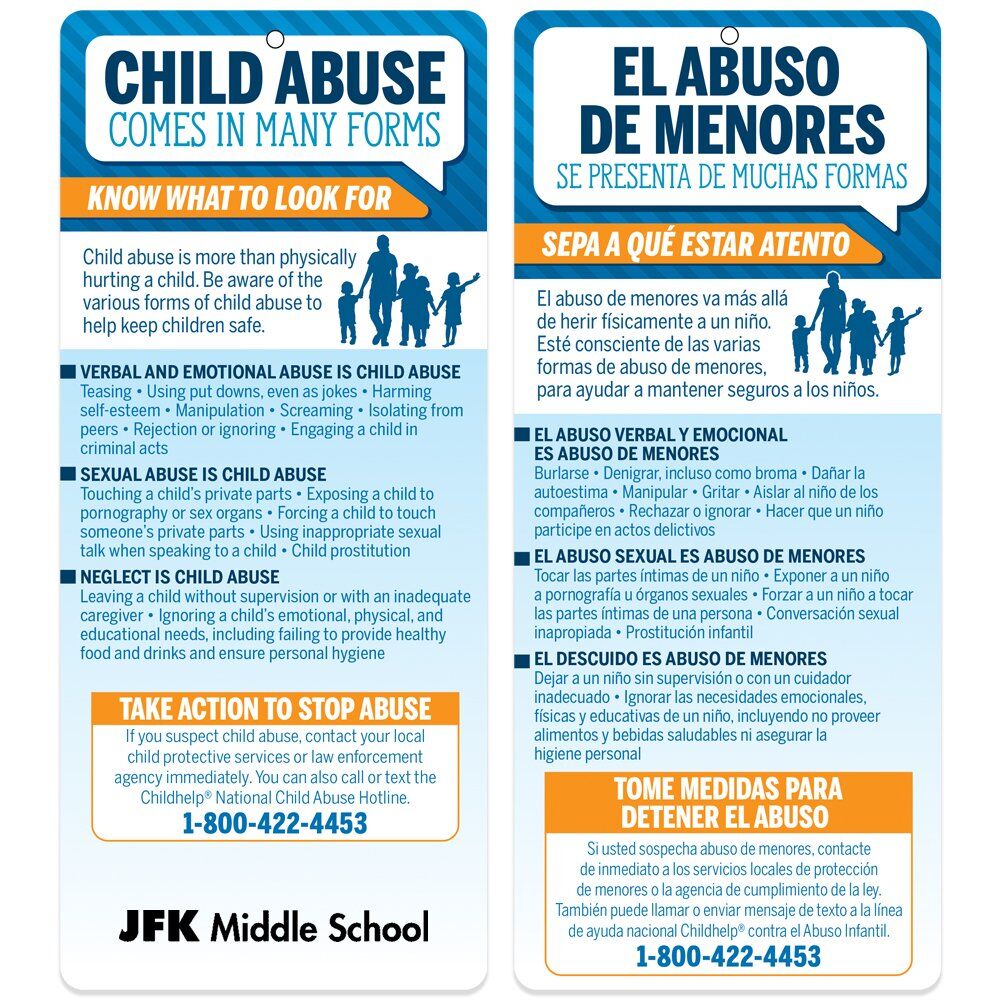 Positive Promotions 200 Child Abuse Comes In Many Forms Two-Sided English/Spanish Glancers - Personalization Available