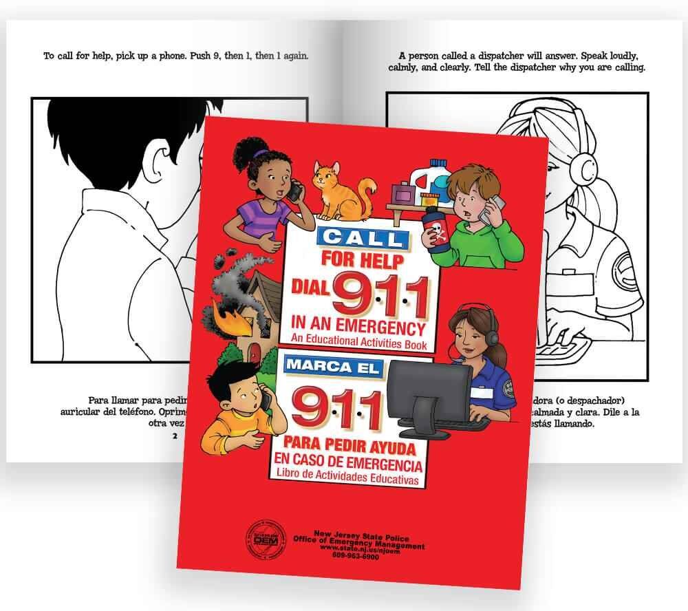 Positive Promotions 100 Call For Help, Dial 9-1-1 Educational Activities Books (Bilingual English/Spanish) - Personalization Available