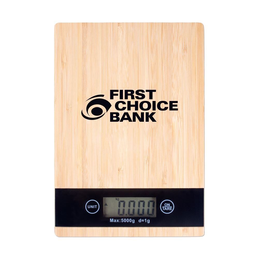 Positive Promotions 50 Bamboo Kitchen Food Scale - Personalization Available