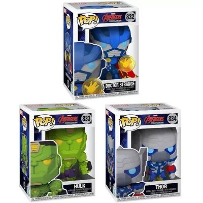 Funko Marvel: Pop! Marvel Mech Collectors Dr. Strange, Hulk, Thor Figures Bundle, Multicolor