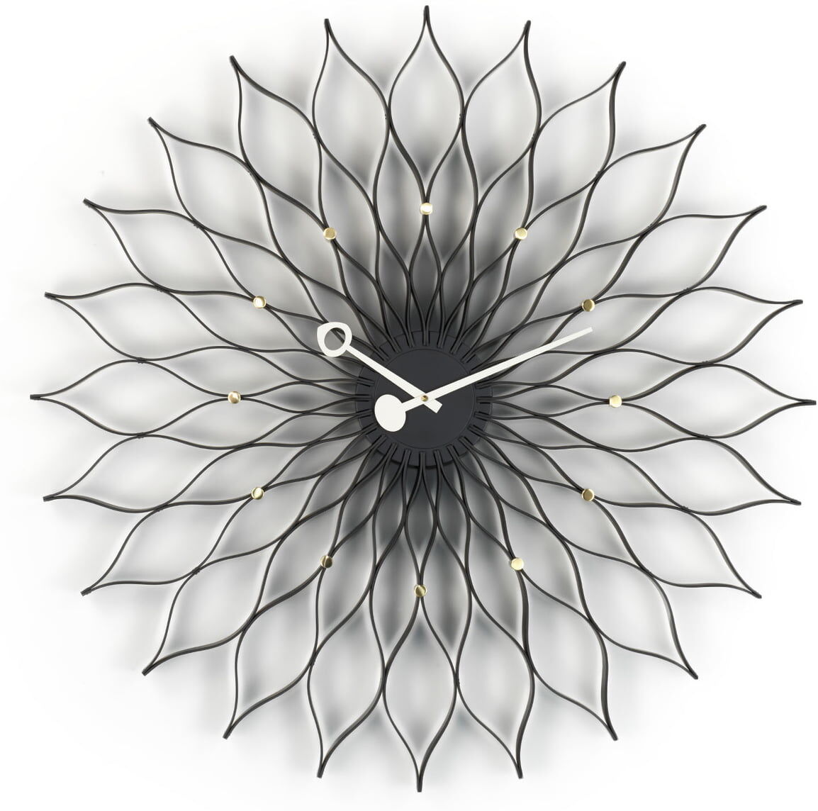 Vitra - Sunflower Clock, Esche schwarz / Messing